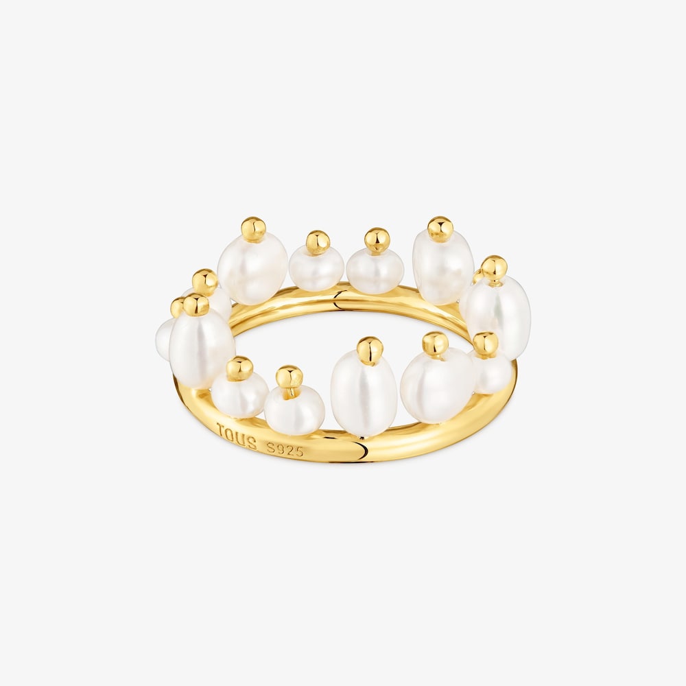 Mal&yacute; Prsteň s&nbsp;18&nbsp;kt pozl&aacute;ten&iacute;m na striebre a&nbsp;kultivovan&yacute;mi perlami Sugar Party