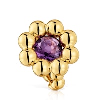Medium flower Ring with 18kt gold plating over silver and amethyst Sugar Party