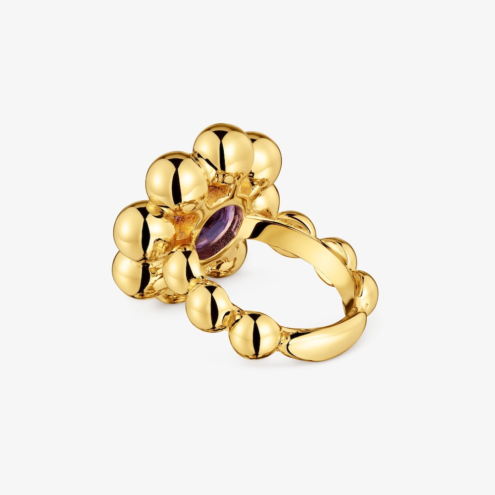 Medium flower Ring with 18K gold vermeil and amethyst Sugar Party