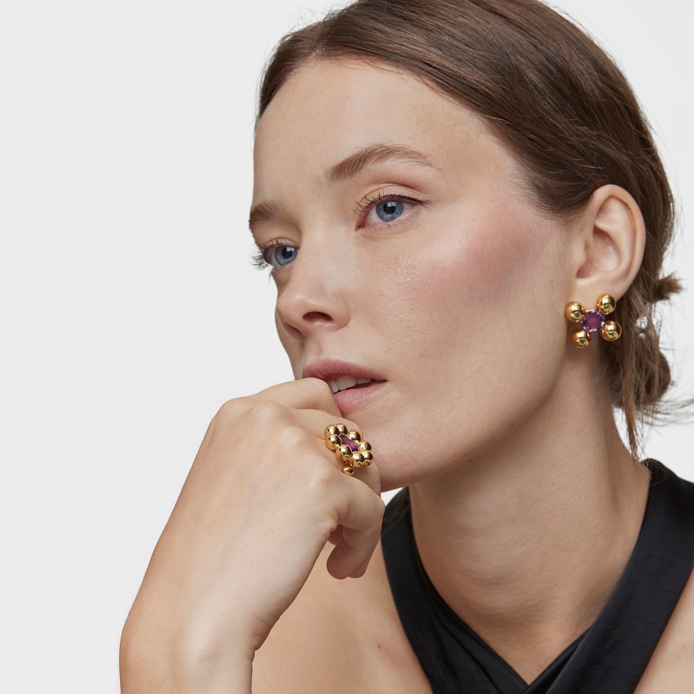 Medium flower Ring with 18K gold vermeil and amethyst Sugar Party