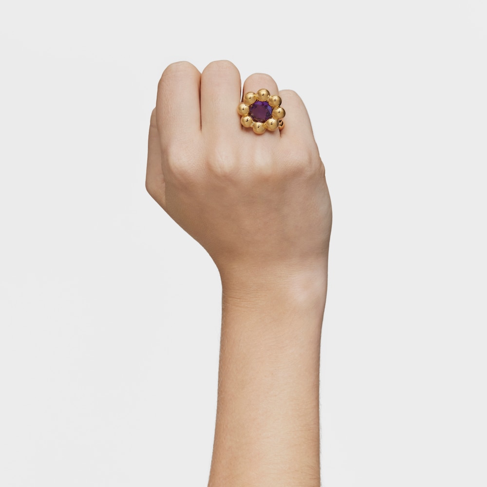 Medium flower Ring with 18K gold vermeil and amethyst Sugar Party