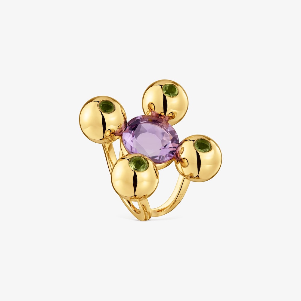 Medium Ring with 18K gold vermeil, amethyst and peridot Sugar Party