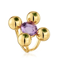 Medium Ring with 18kt gold plating over silver, amethyst and peridot Sugar Party