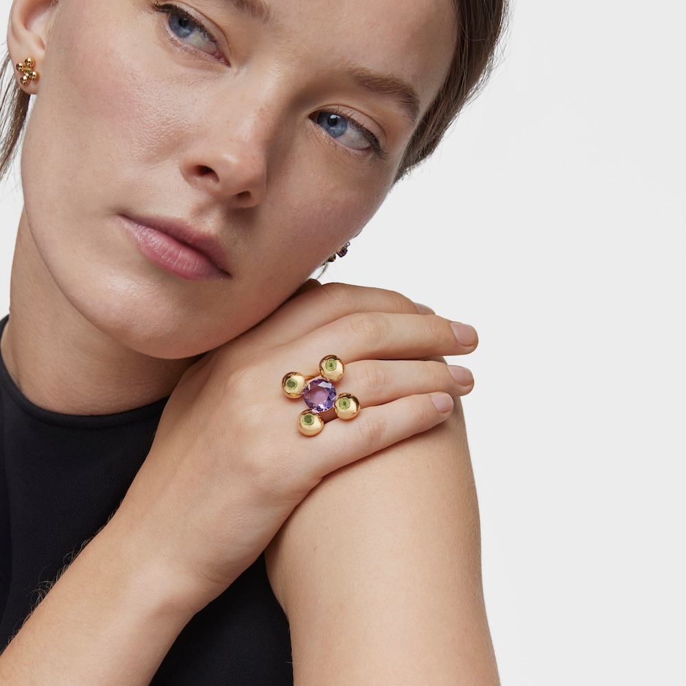 Medium Ring with 18K gold vermeil, amethyst and peridot Sugar Party