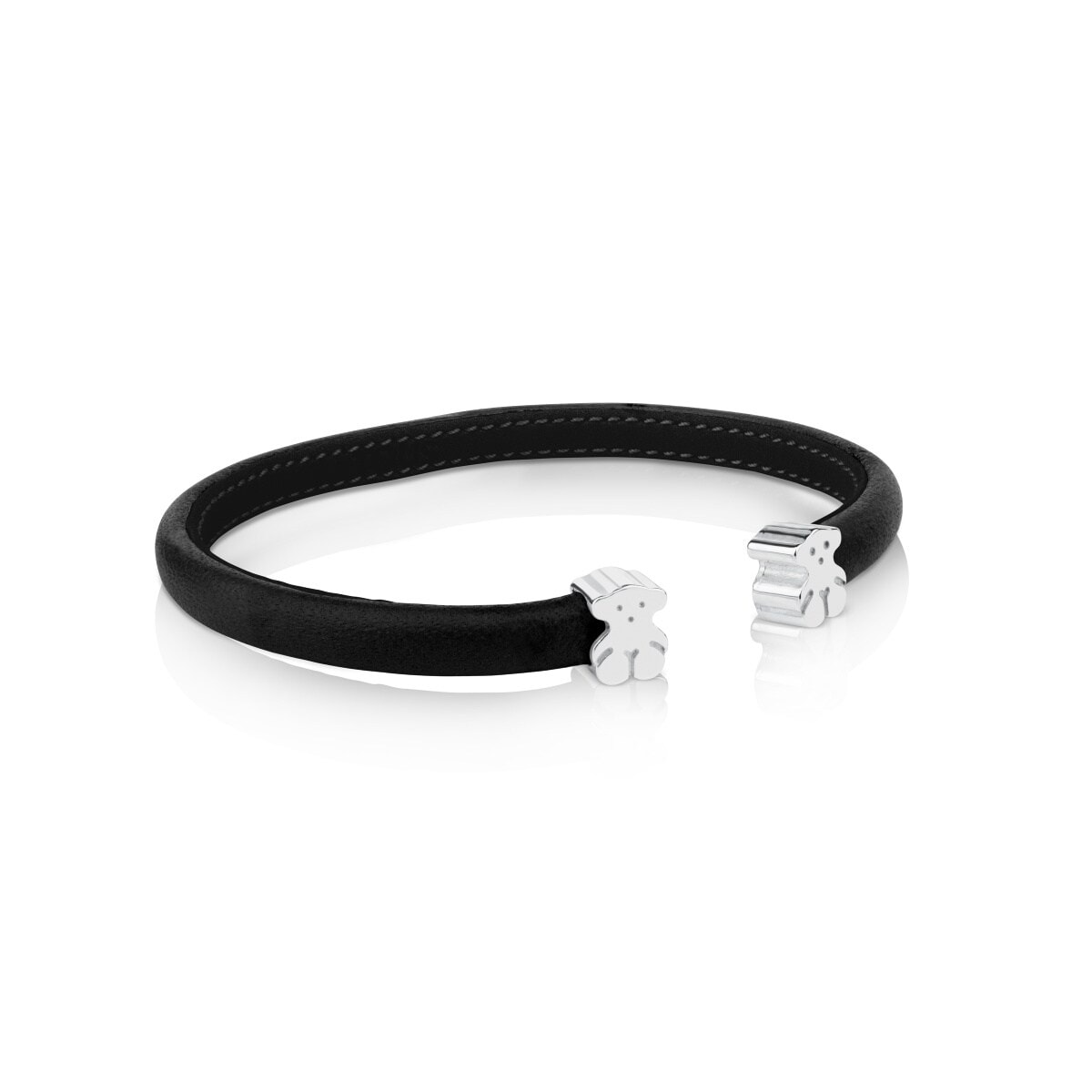 Tous - Pulsera De Plata Y Cuero Negro Sweet Dolls - Plateado