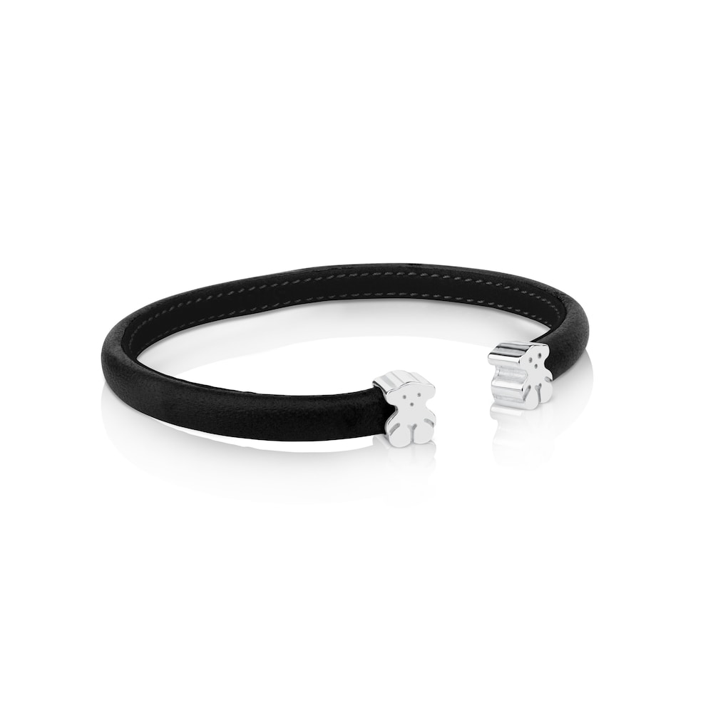 Pulsera en plata y piel en negro Sweet Dolls image number 0