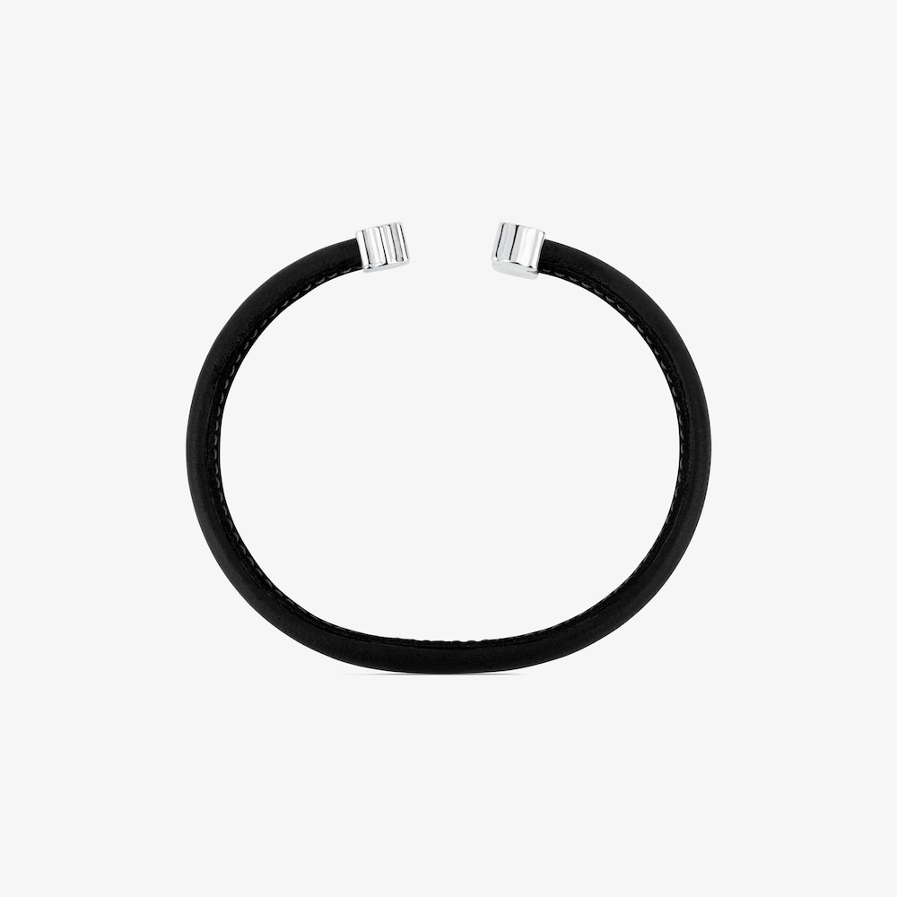 Pulsera en plata y piel en negro Sweet Dolls