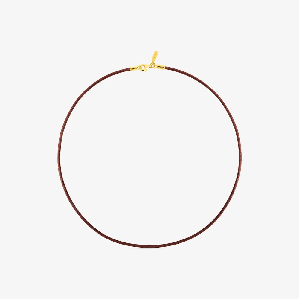 Gargantilla de cuero de 2&nbsp;mm marr&oacute;n con cierre con ba&ntilde;o de oro de 18&nbsp;kt sobre plata, 40&nbsp;cm TOUS Chokers