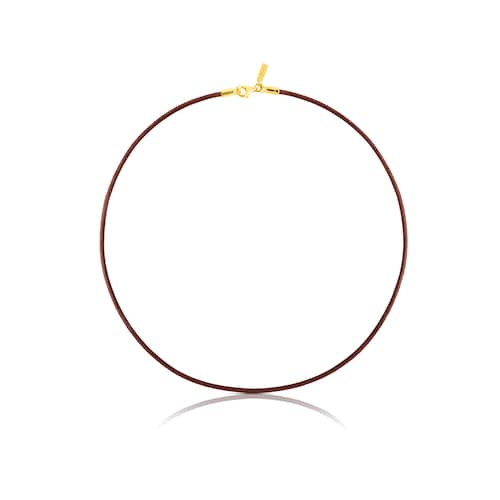 2 mm brown leather Choker with clasp with 18kt gold plating over silver measuring 40 cm TOUS Chokers