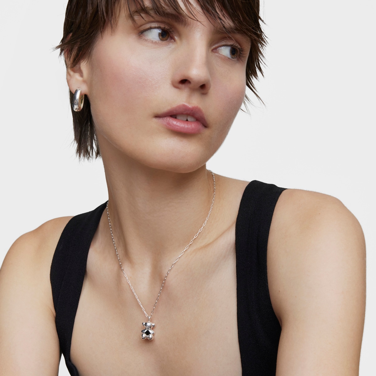 Silver Choker with oval rings measuring 50 cm TOUS Basics