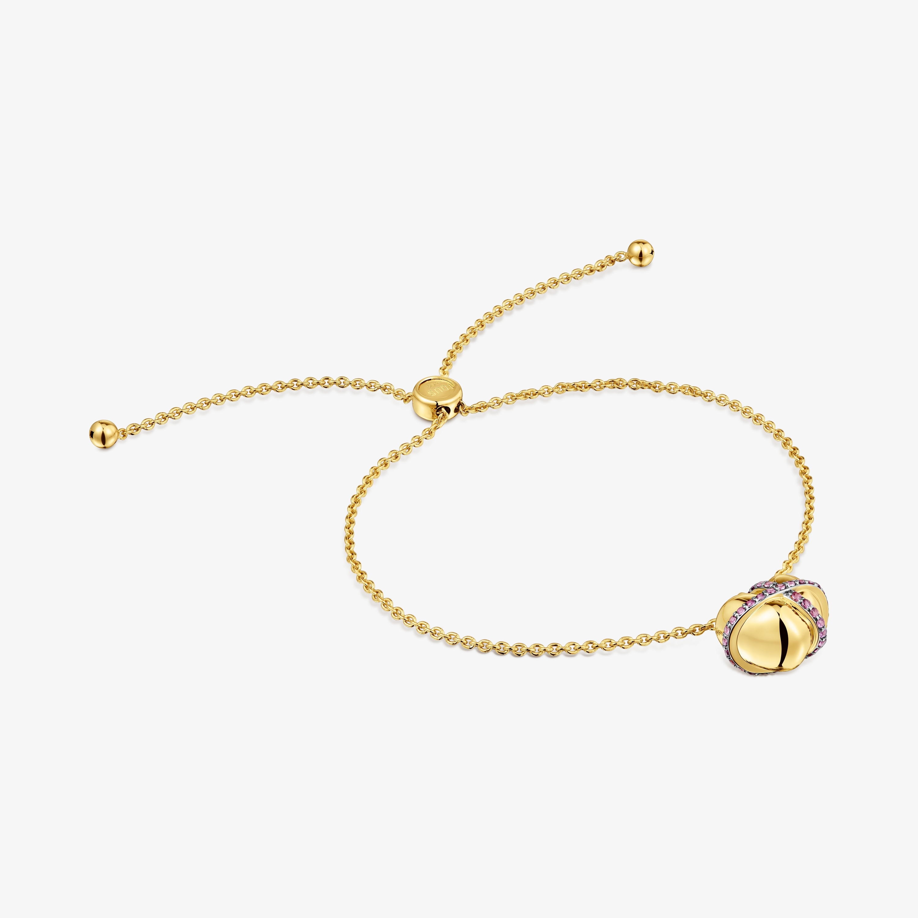 18K gold vermeil heart Chain bracelet with rhodolite Lligat