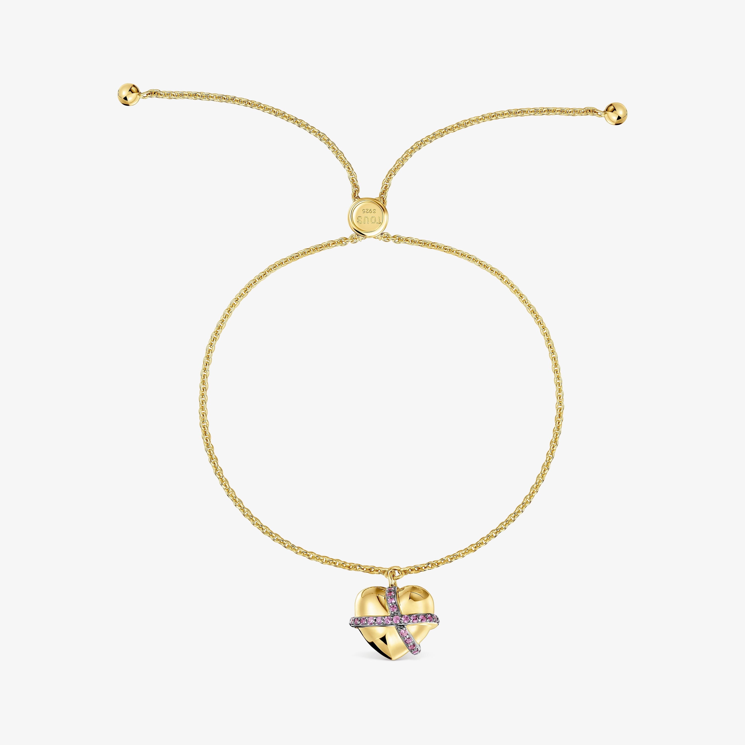 18K gold vermeil heart Chain bracelet with rhodolite Lligat