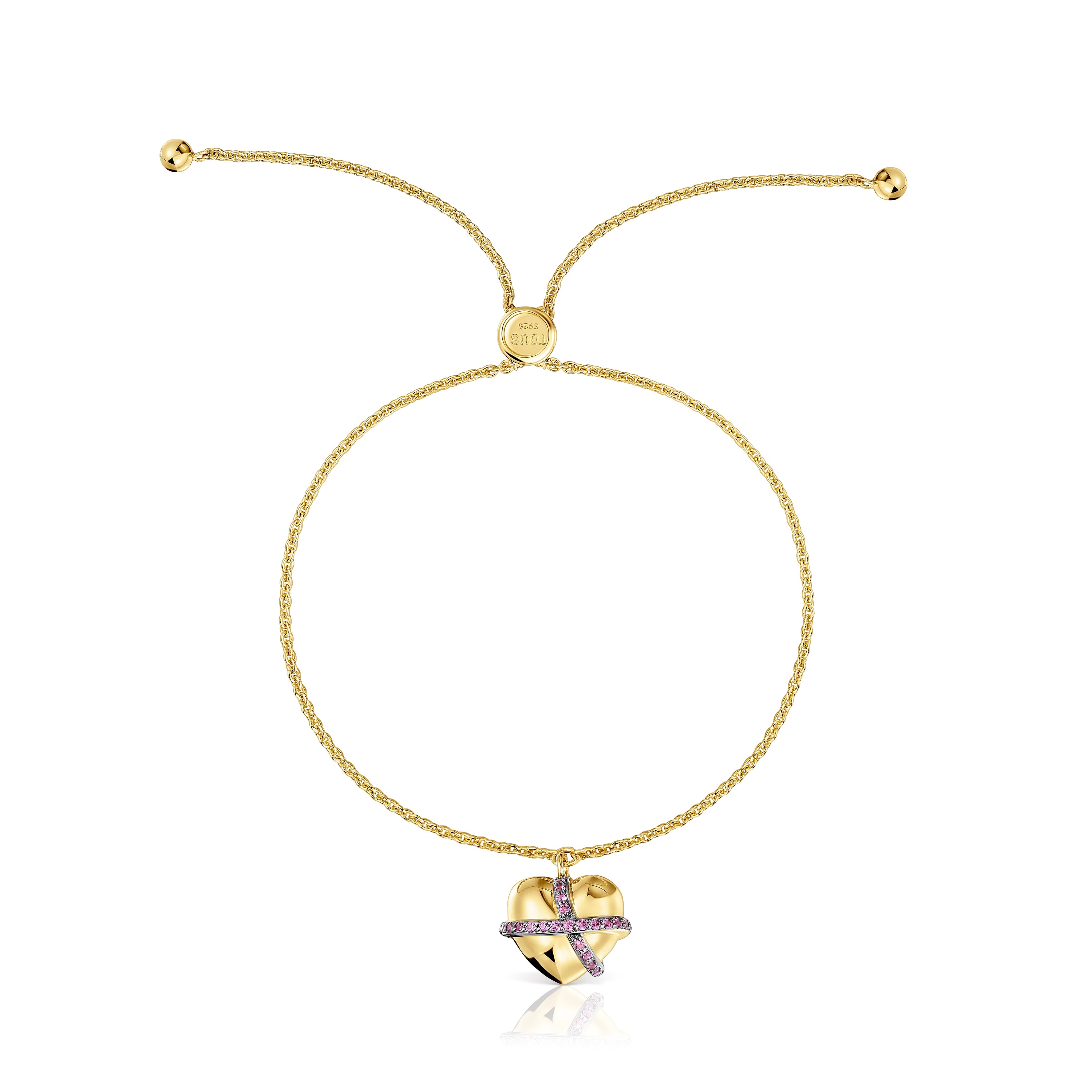 18kt gold-plated silver heart Chain bracelet with rhodolite Lligat