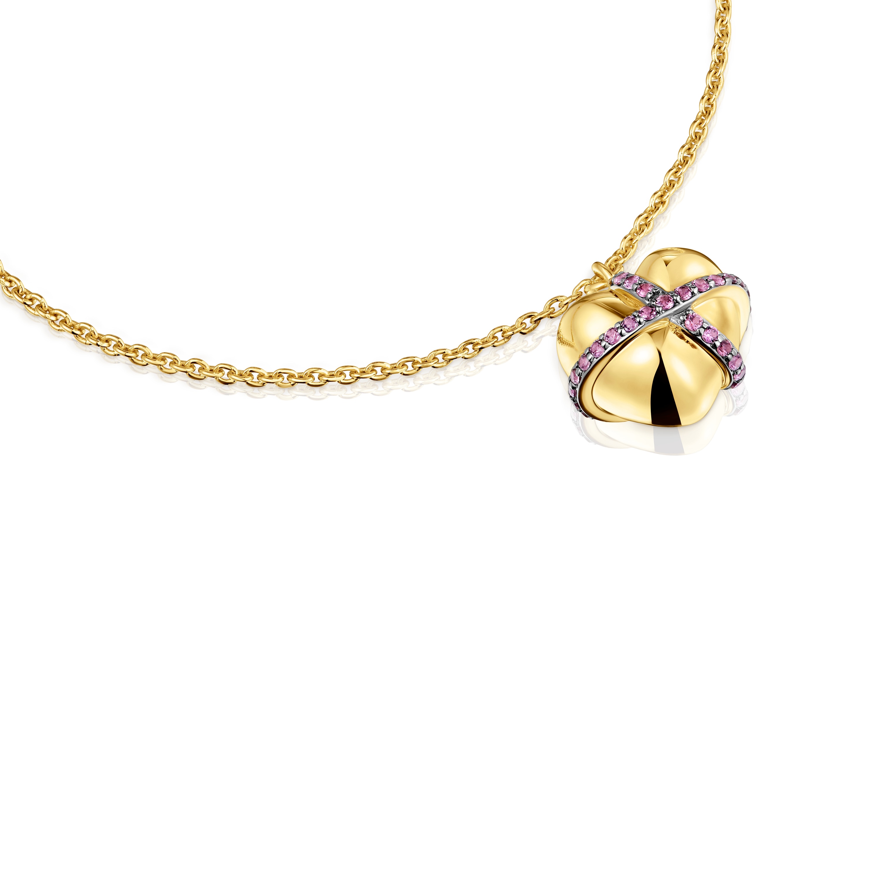 18kt gold-plated silver heart Chain bracelet with rhodolite Lligat