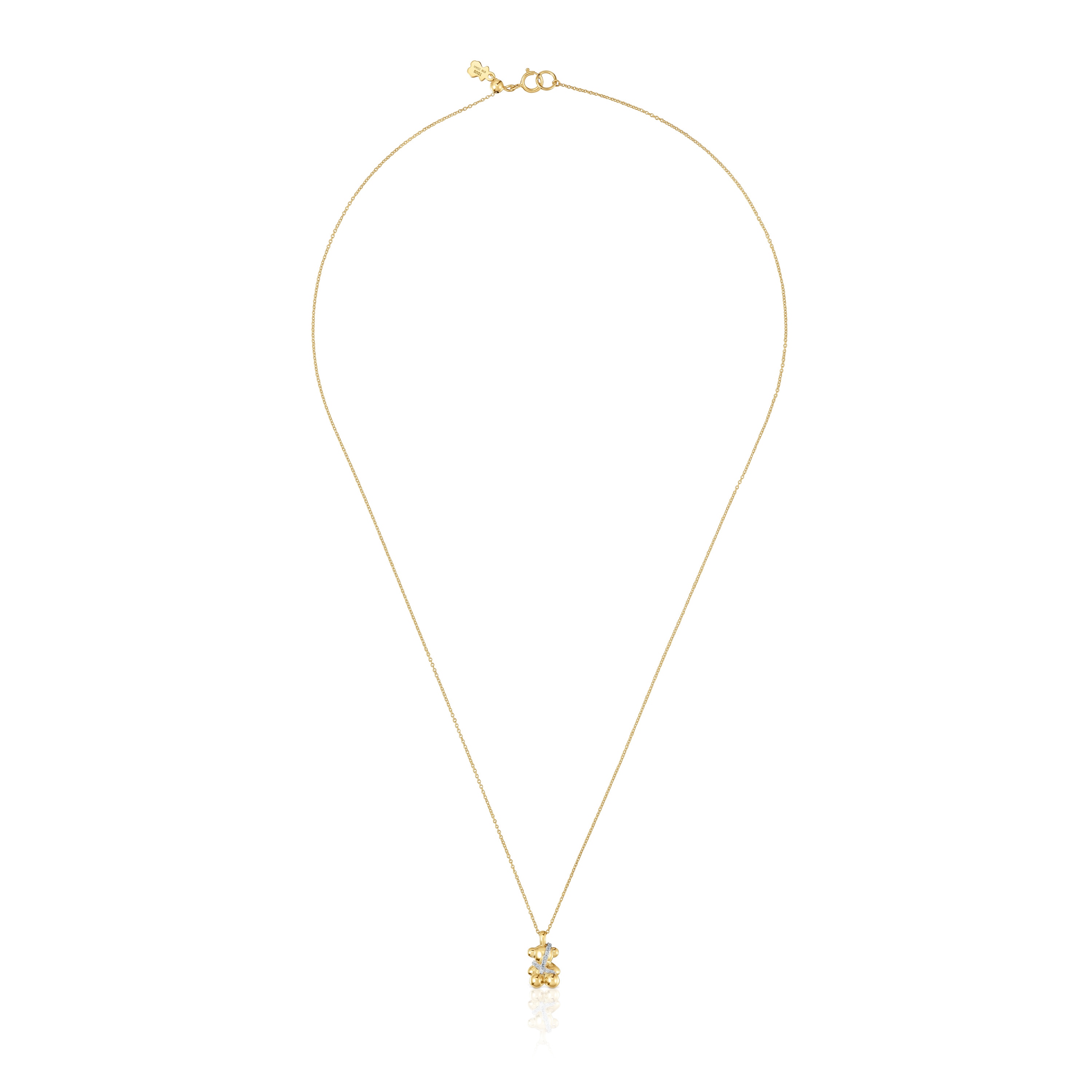 Short 18K solid gold and diamonds bear Necklace Lligat