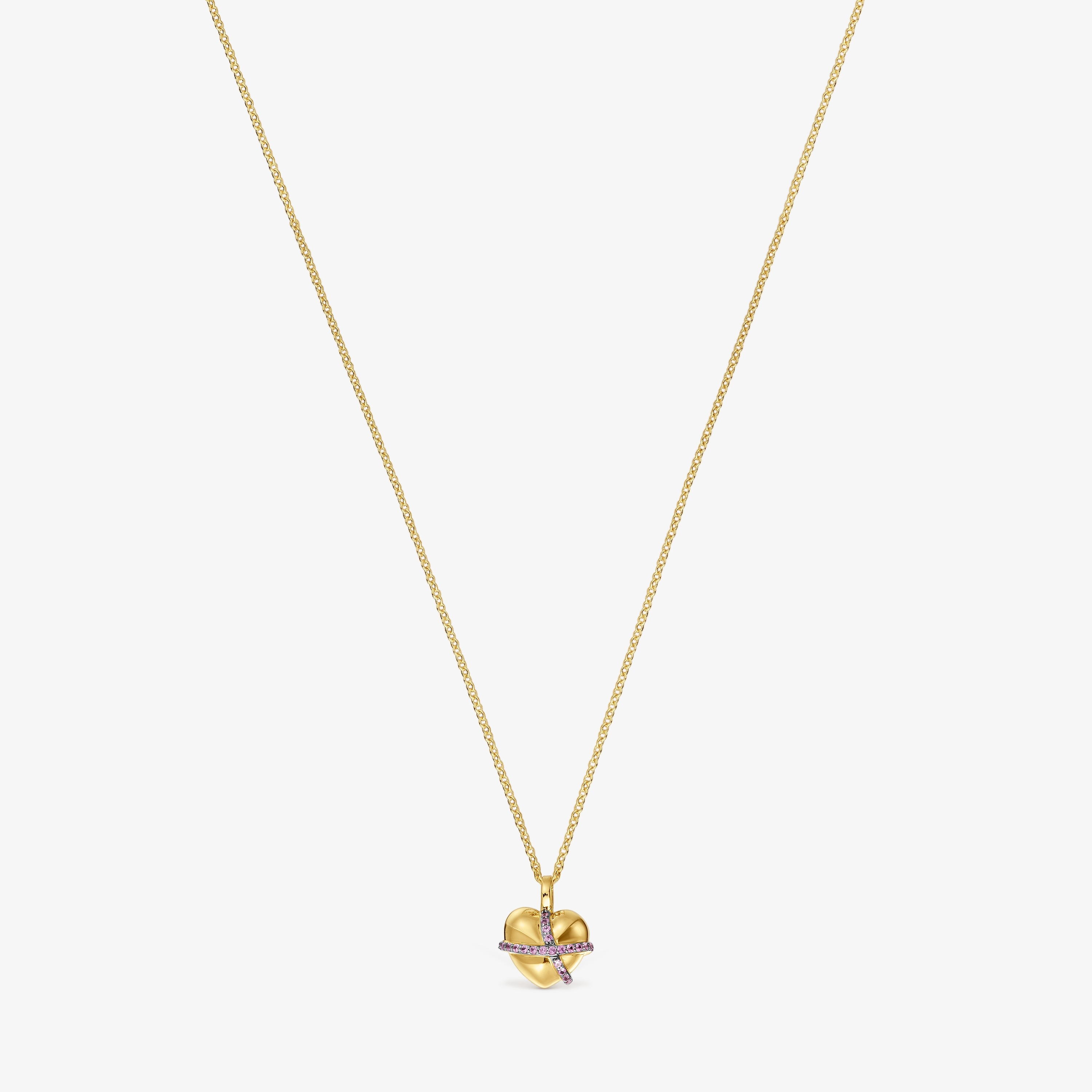 Medium 18K gold vermeil heart Necklace with rhodolite Lligat