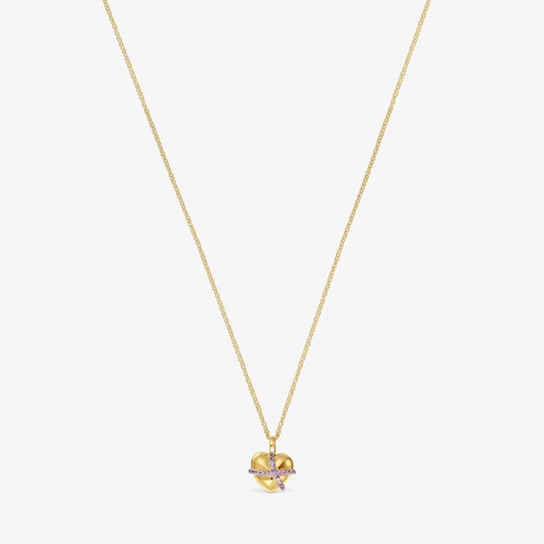 Medium 18K gold vermeil heart Necklace with rhodolite Lligat