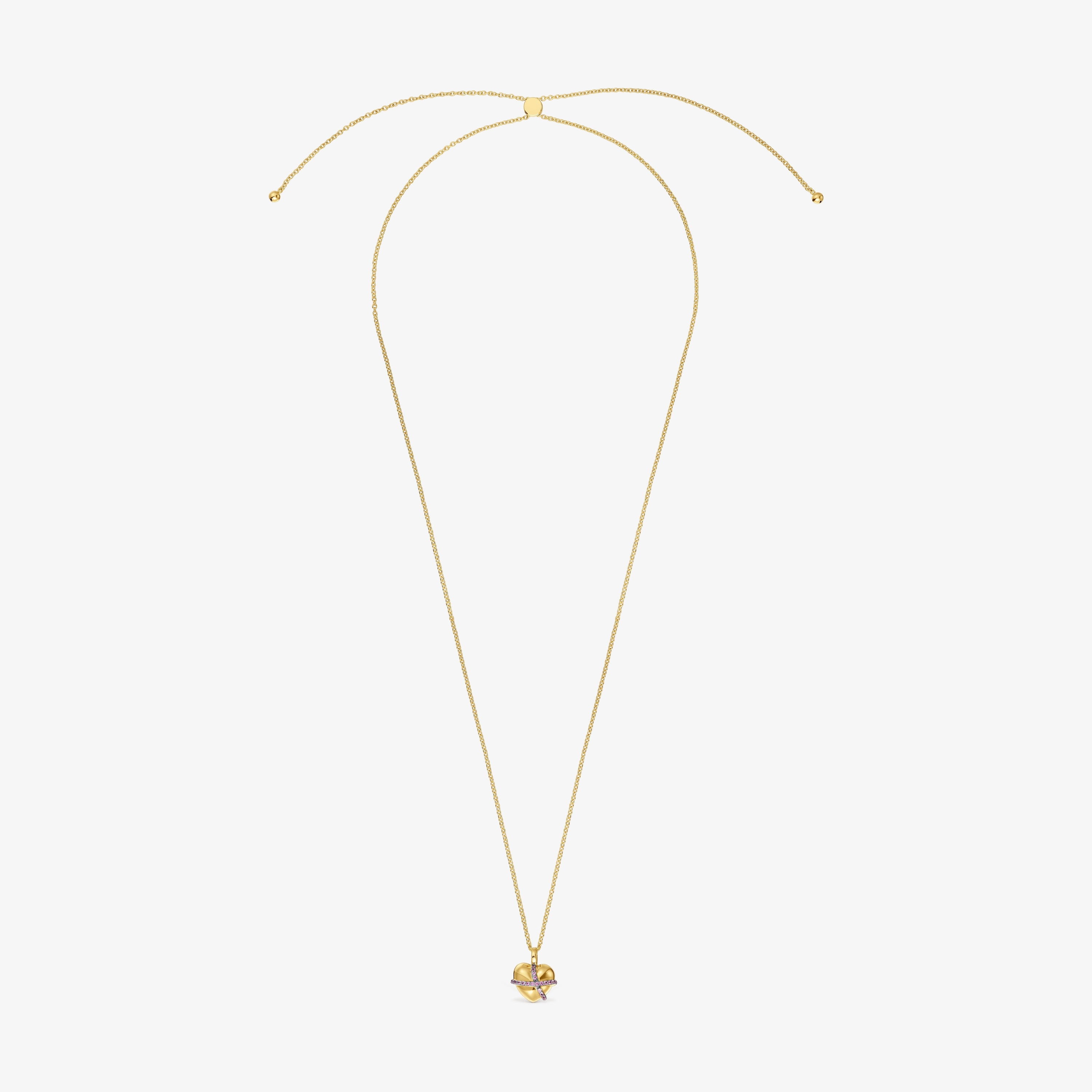 Medium 18K gold vermeil heart Necklace with rhodolite Lligat