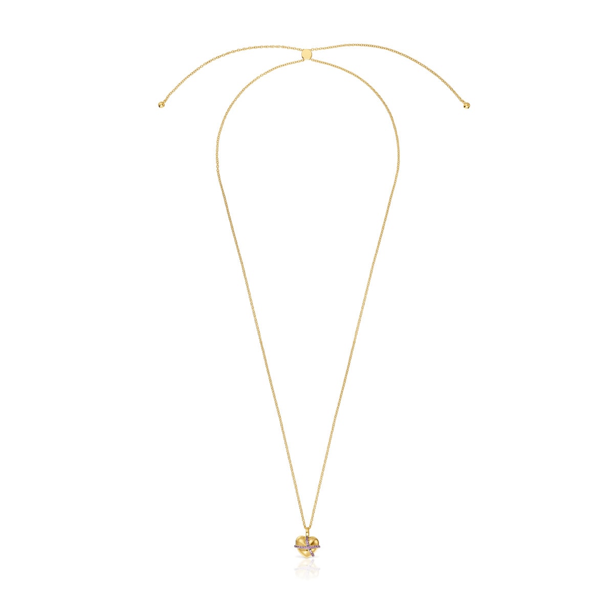 Collar mediano corazón con baño de oro 18 kt sobre plata y rodolita Lligat