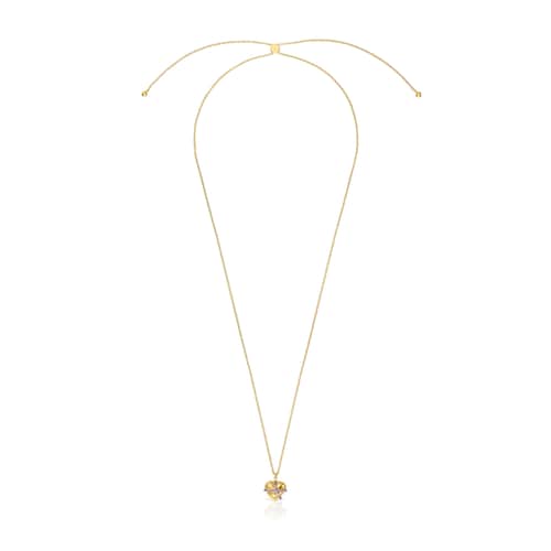 Medium 18 kt gold-plated silver heart Necklace with rhodolite Lligat