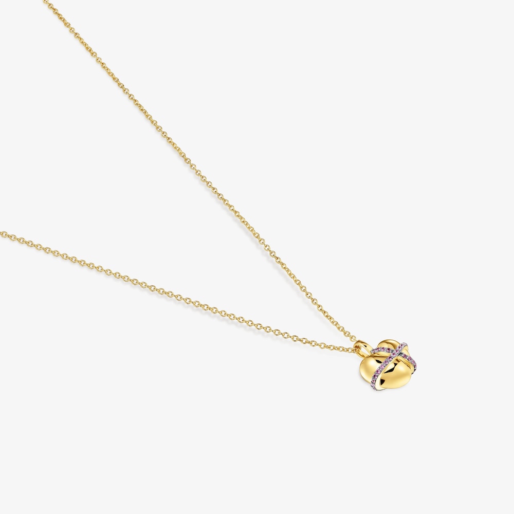 Středně dlouh&yacute; N&aacute;hrdeln&iacute;k ze stř&iacute;bra pozlacen&eacute;ho 18kar&aacute;tov&yacute;m zlatem se srdcem a&nbsp;rhodolity Lligat