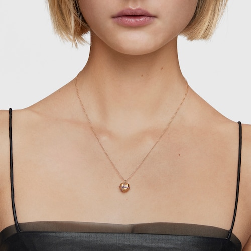 Medium 18 kt gold-plated silver heart Necklace with rhodolite Lligat
