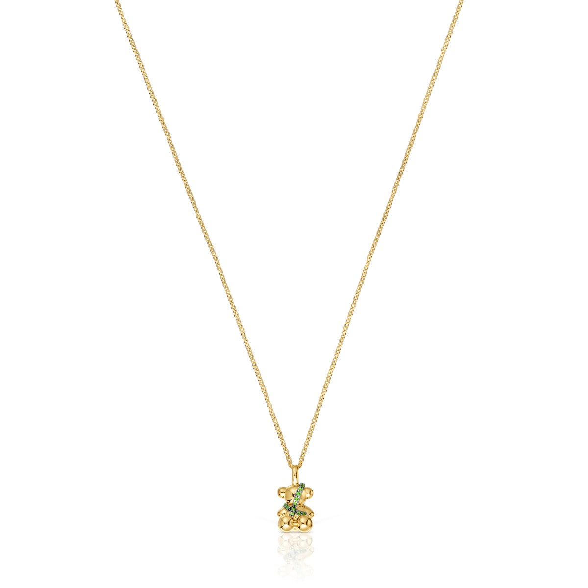 Medium 18kt gold-plated silver bear Necklace with chrome diopside Lligat