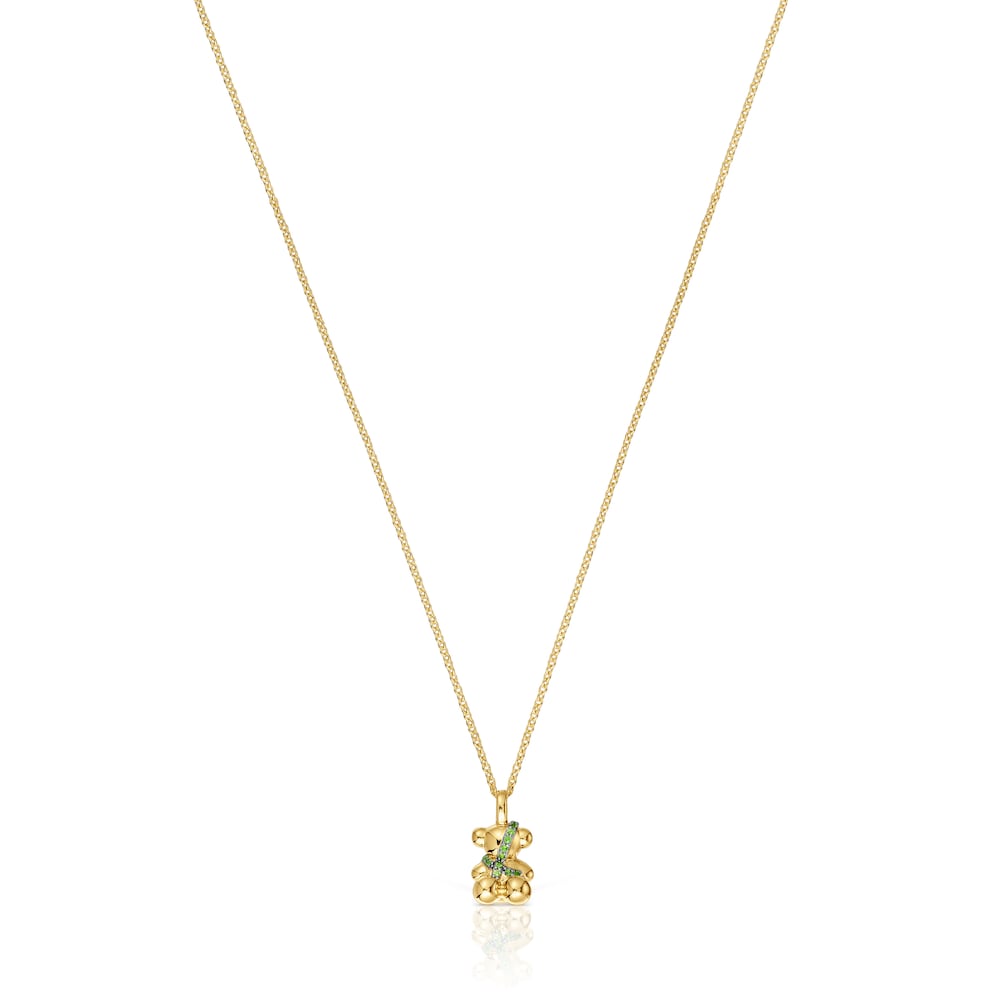 Collar mediano oso con baño de oro 18 kt sobre plata y cromodiópsido Lligat Collar mediano oso con baño de oro 18 kt sobre plata y cromodiópsido Lligat