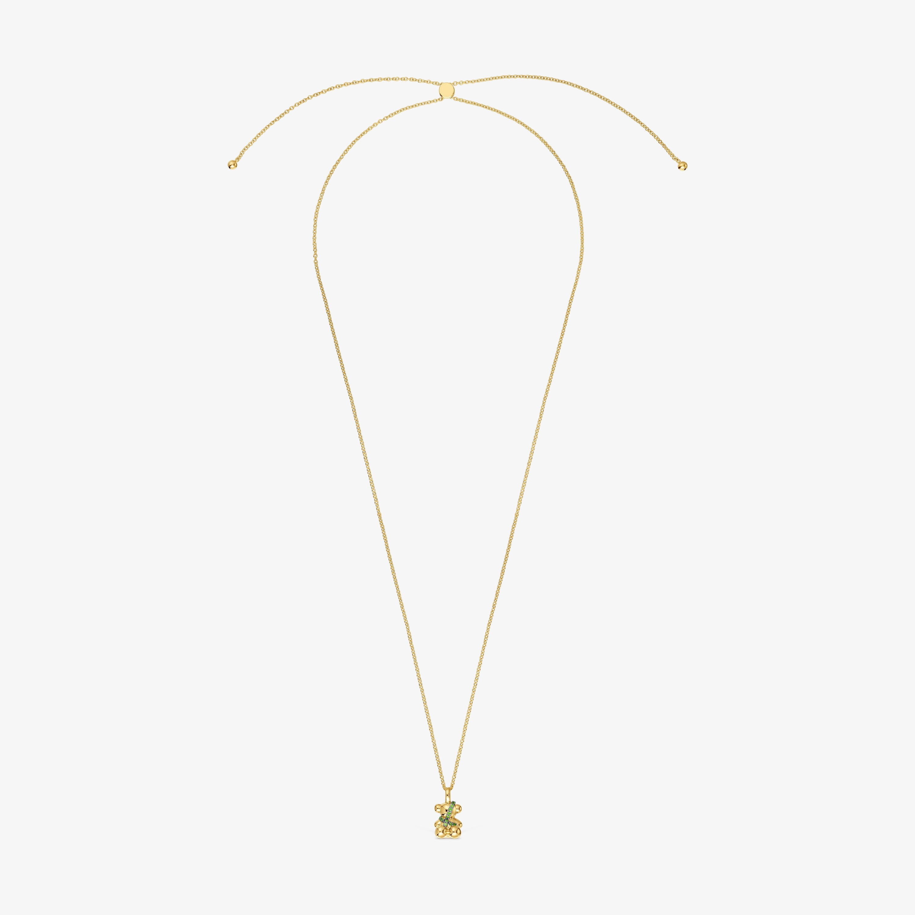 Medium 18K gold vermeil bear Necklace with chrome diopside Lligat