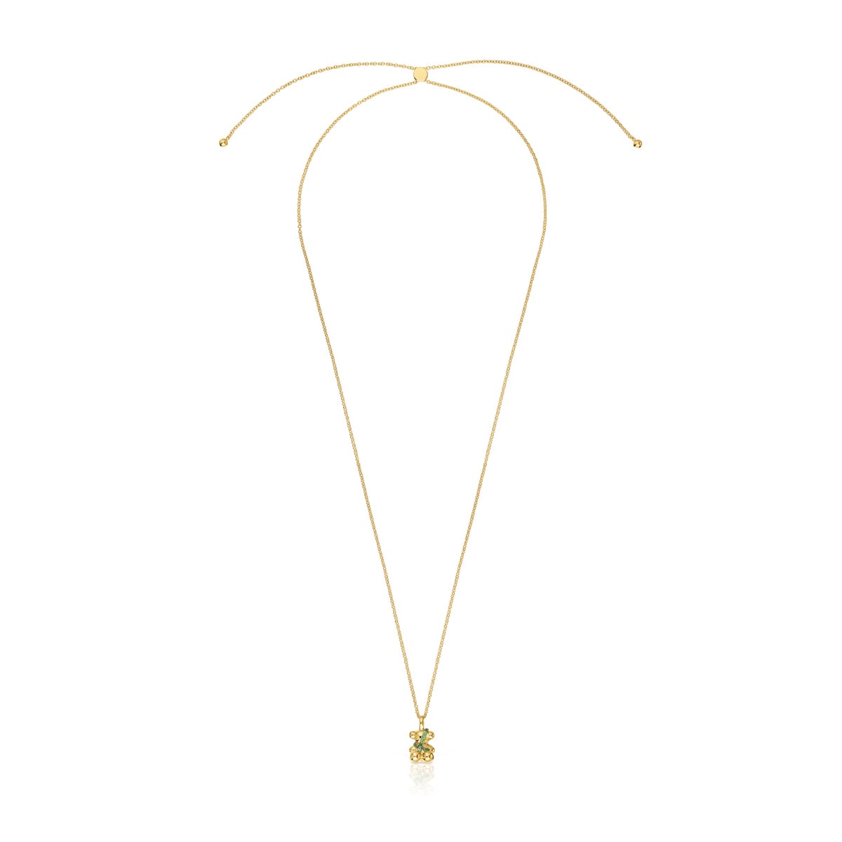 Medium 18kt gold-plated silver bear Necklace with chrome diopside Lligat