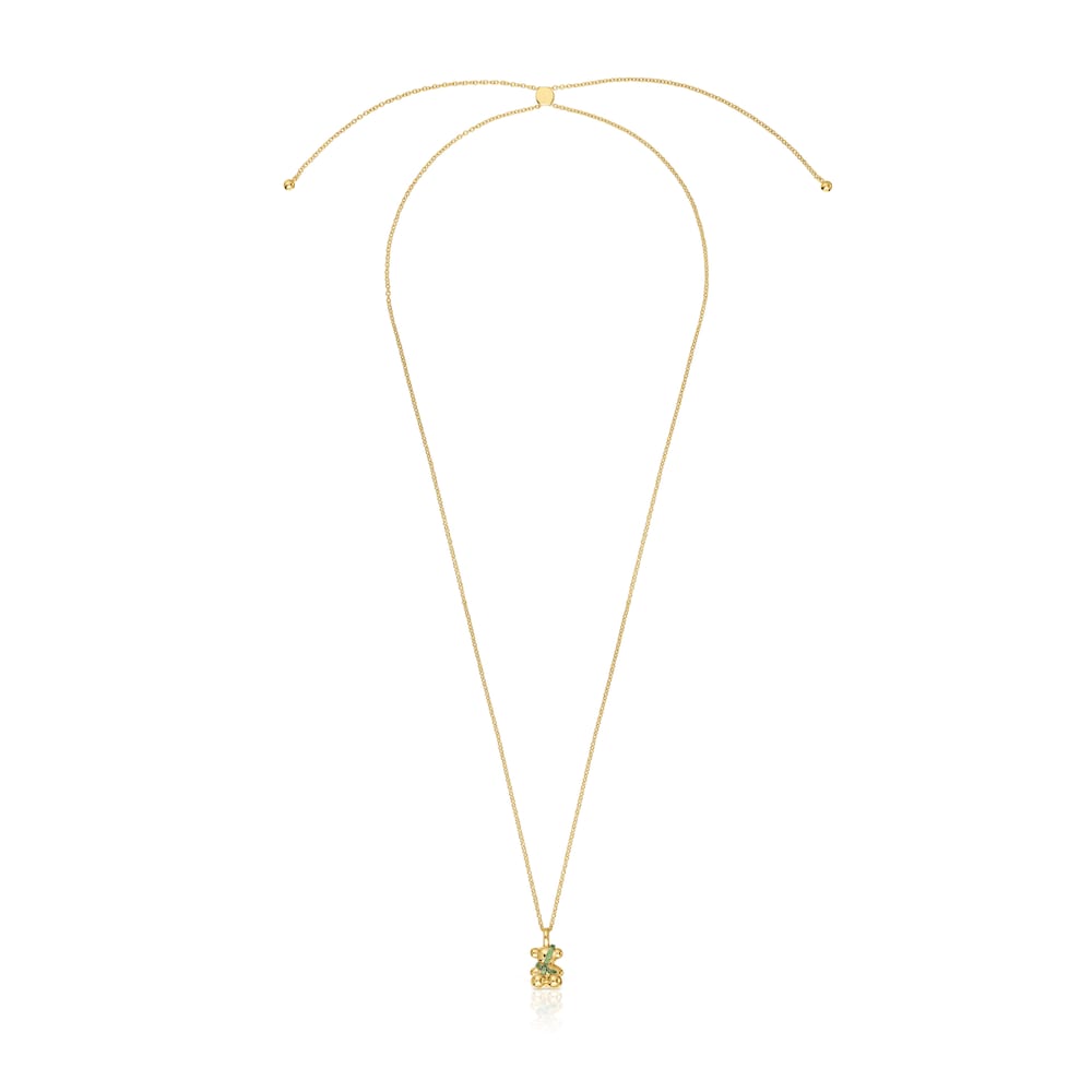 Collar mediano oso con baño de oro 18 kt sobre plata y cromodiópsido Lligat Collar mediano oso con baño de oro 18 kt sobre plata y cromodiópsido Lligat