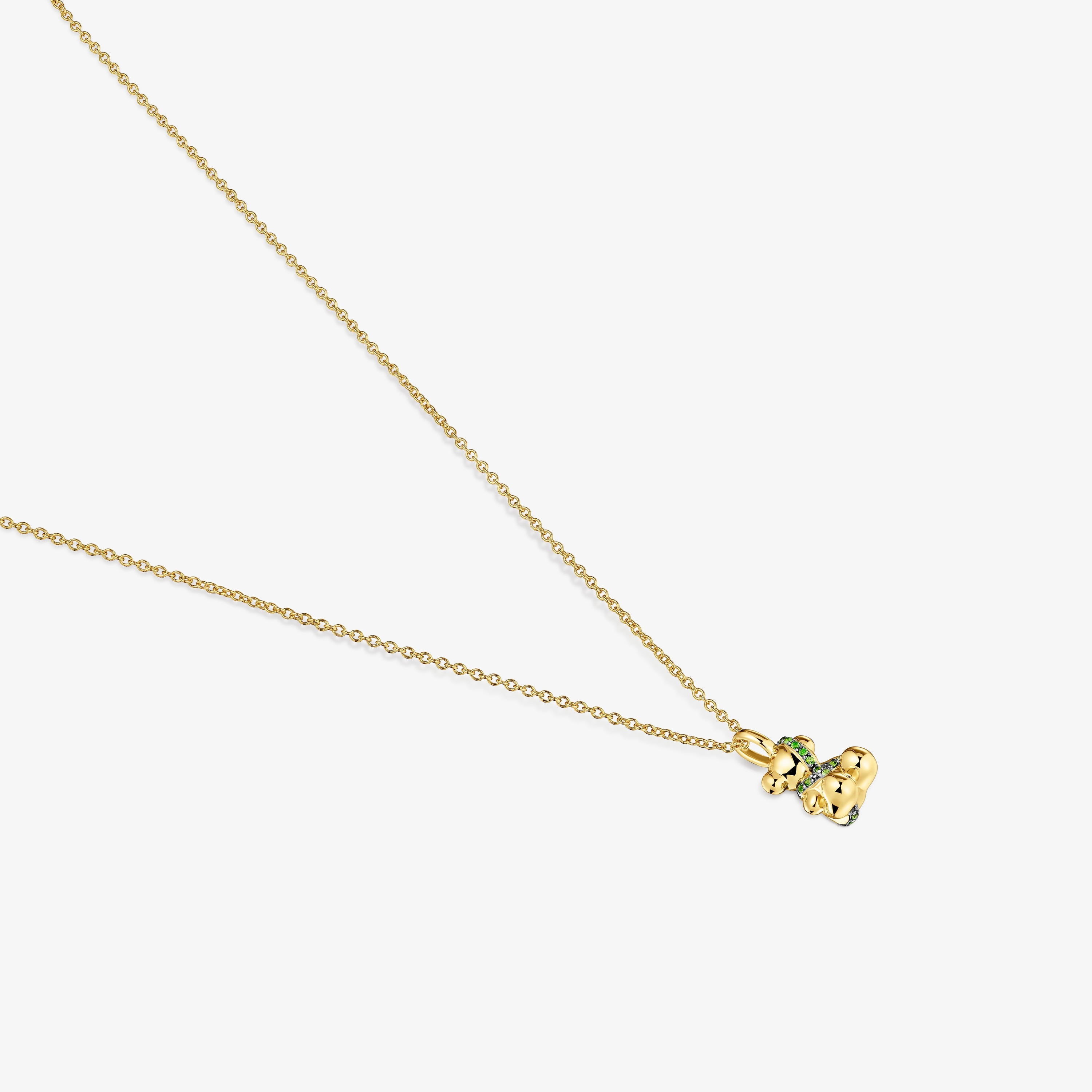 Medium 18K gold vermeil bear Necklace with chrome diopside Lligat