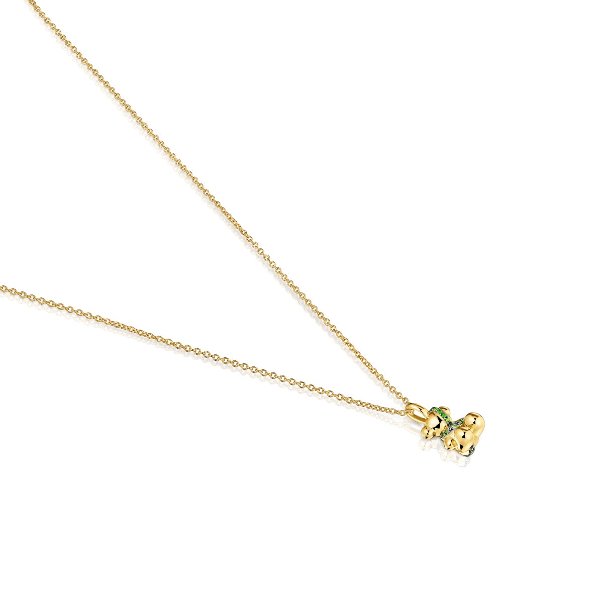 Medium 18kt gold-plated silver bear Necklace with chrome diopside Lligat
