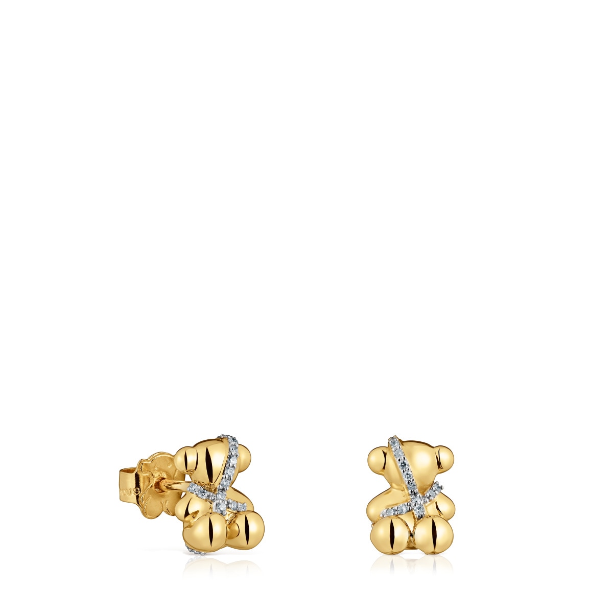 Pendientes pequeños oso de oro y diamantes Lligat