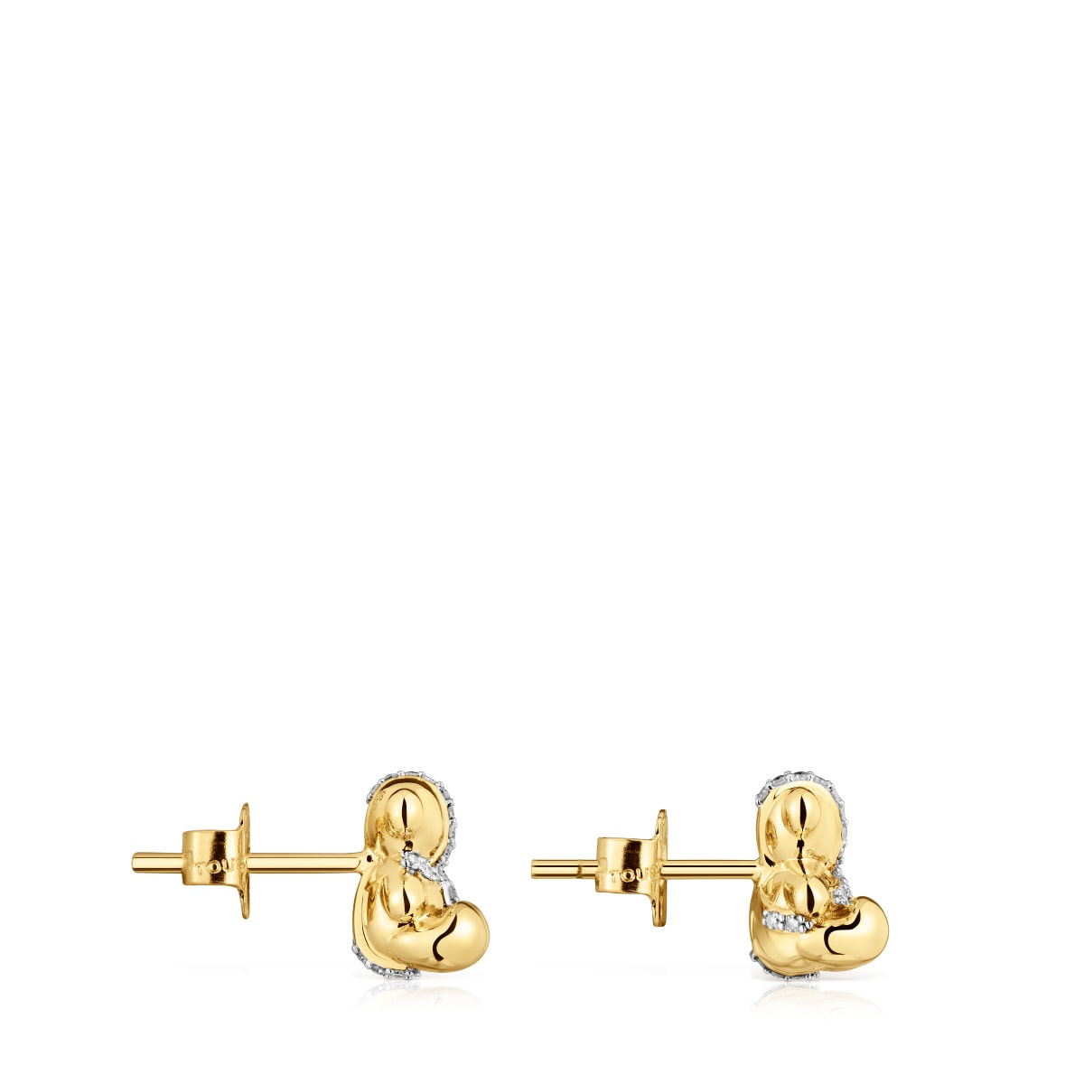 Pendientes pequeños oso de oro y diamantes Lligat