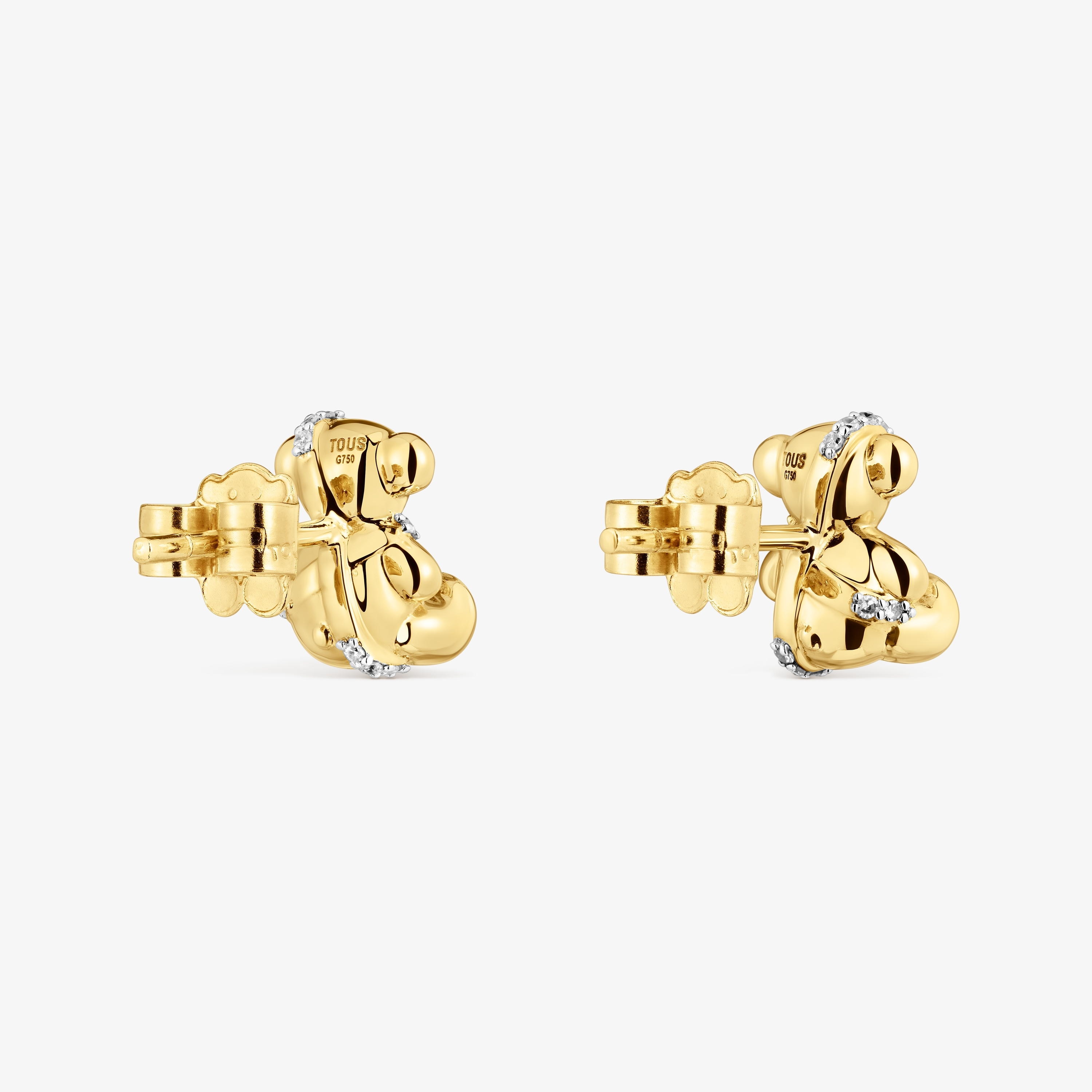 Small 18K solid gold and diamonds bear Earrings Lligat