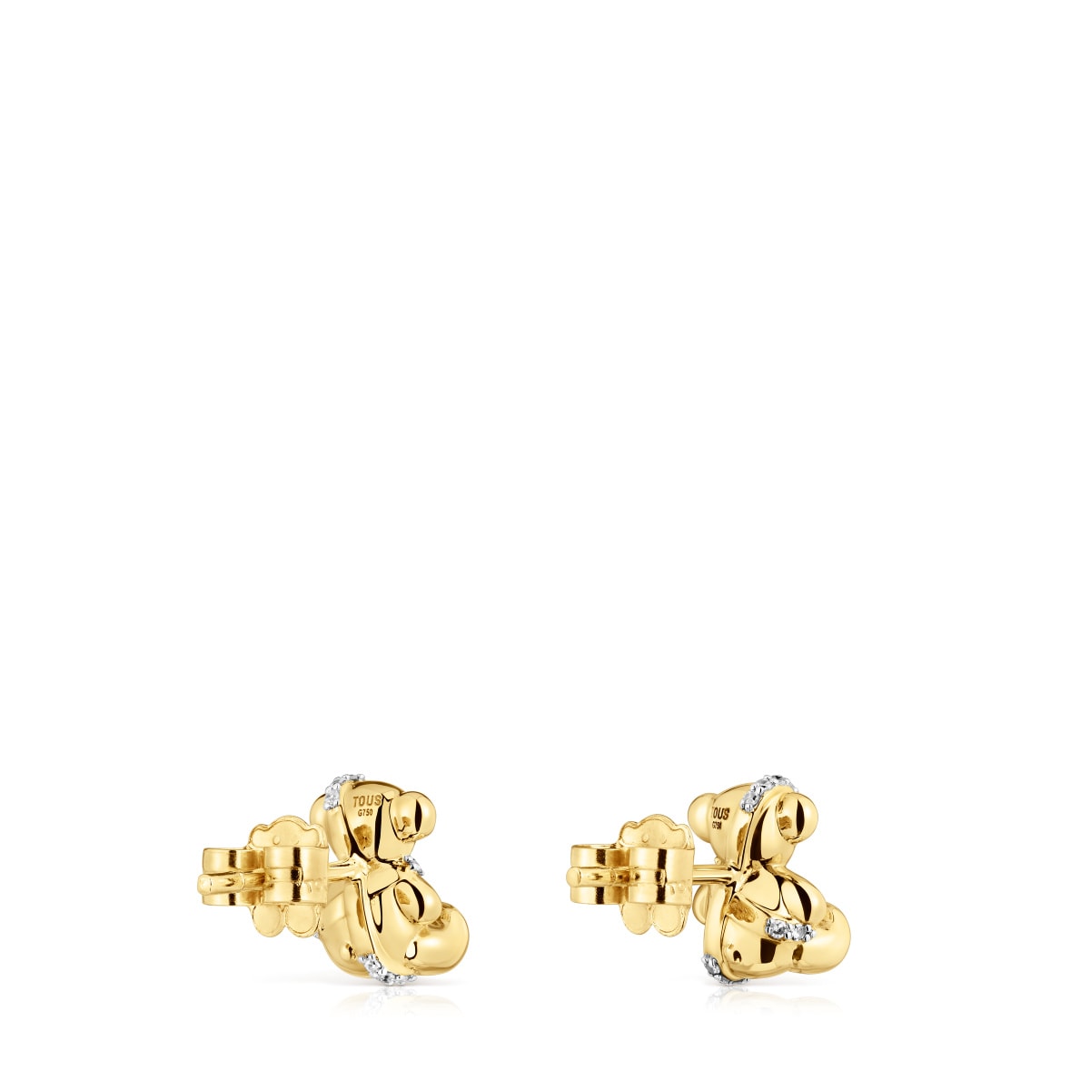Pendientes pequeños oso de oro y diamantes Lligat