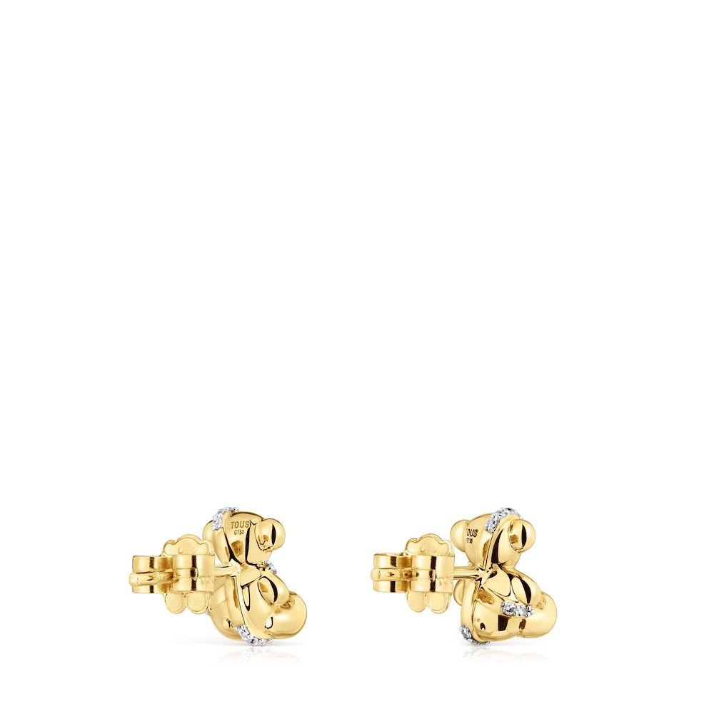 Pendientes pequeños oso de oro y diamantes Lligat image number 2