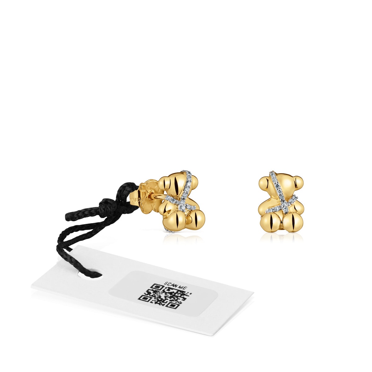 Pendientes pequeños oso de oro y diamantes Lligat