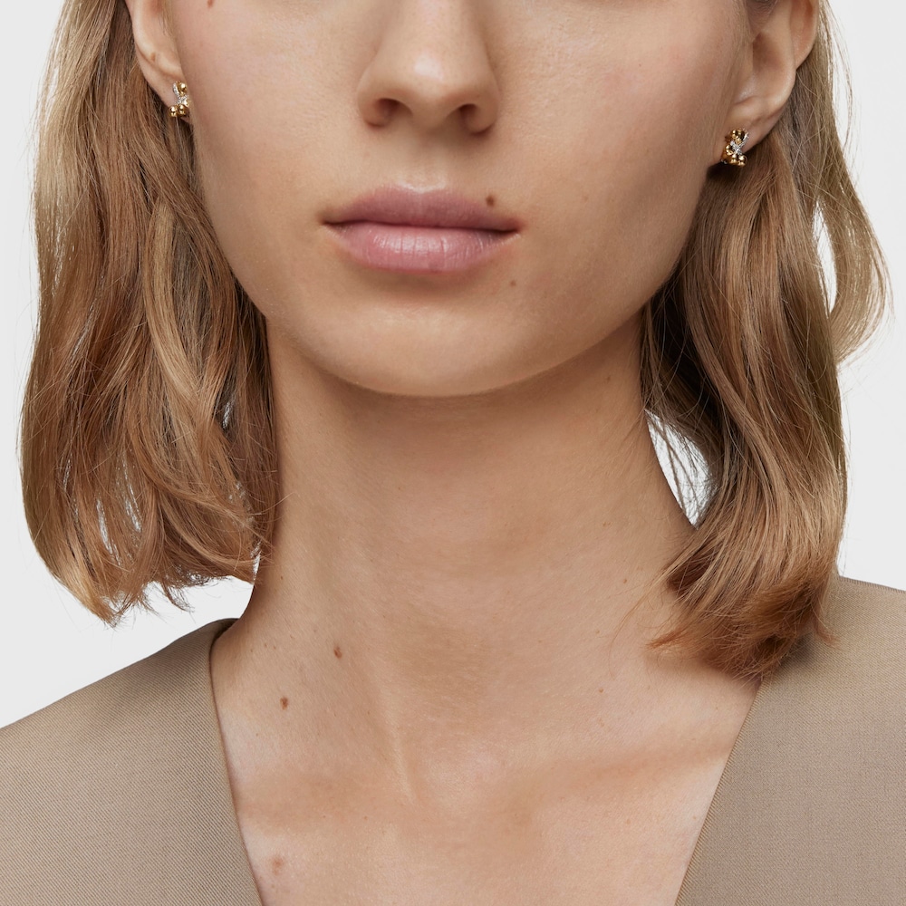 Aretes peque&ntilde;os oso de oro y diamantes Lligat