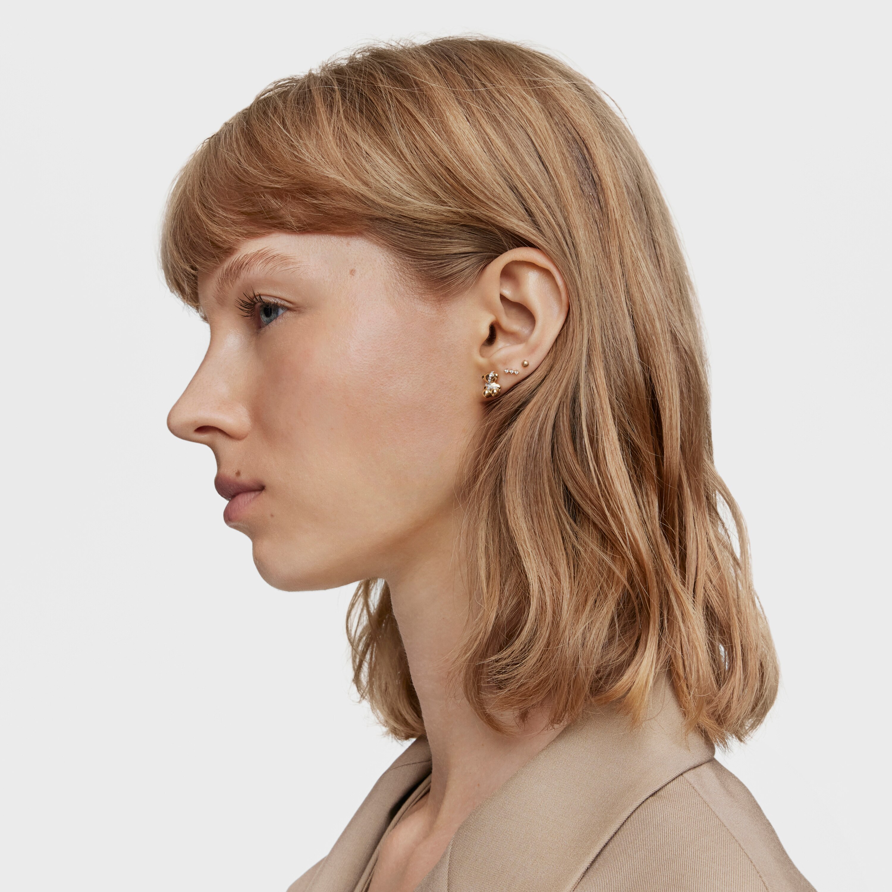 Small gold and diamonds bear Earrings Lligat