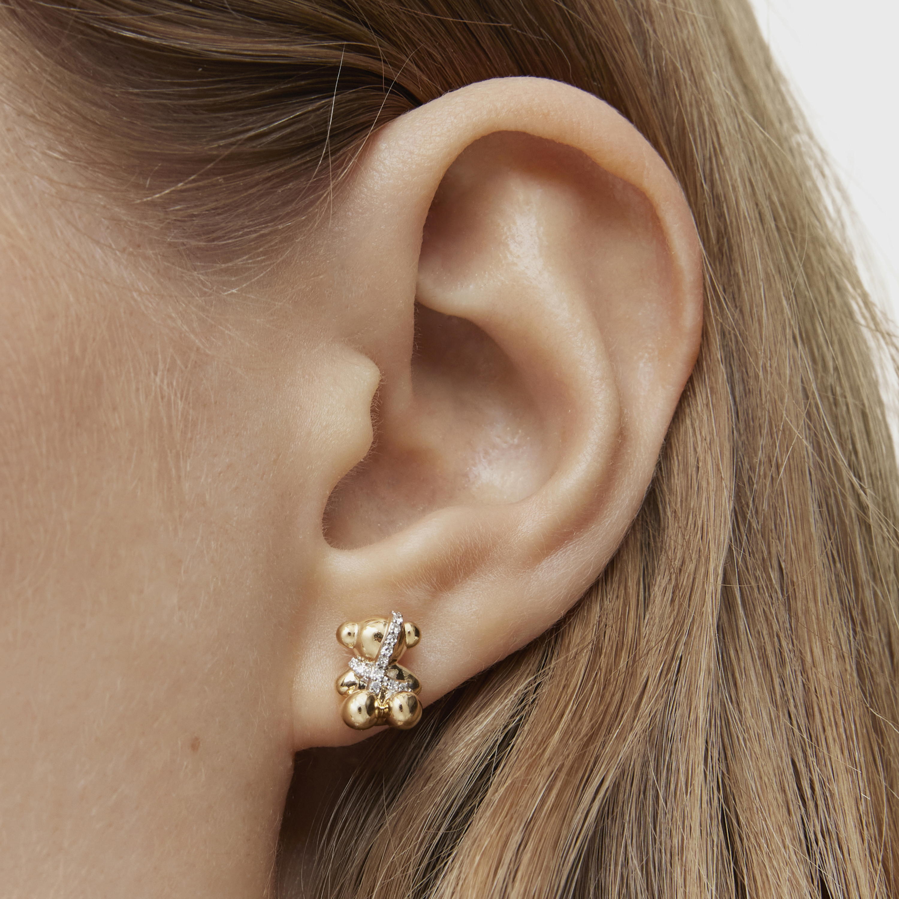Small 18K solid gold and diamonds bear Earrings Lligat