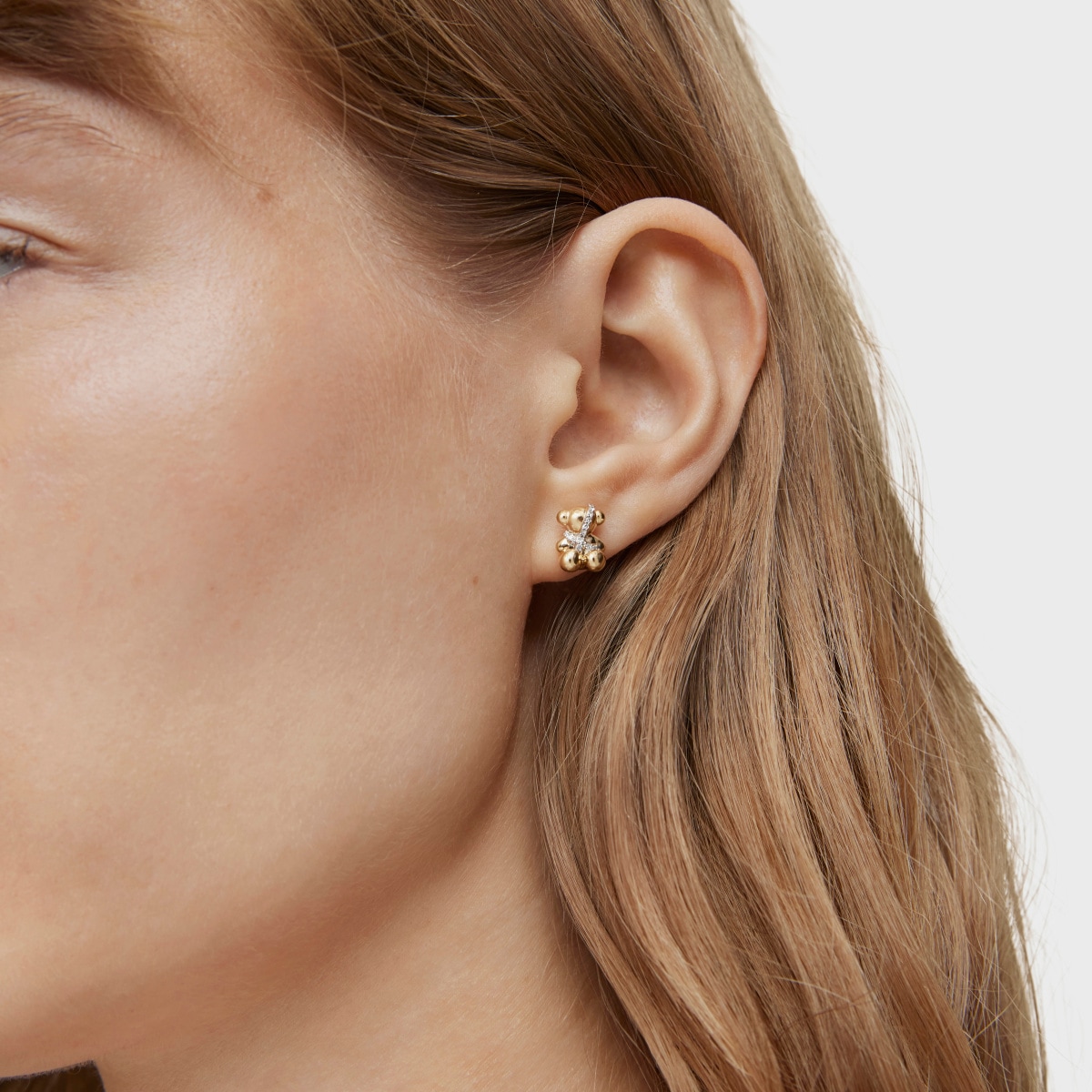 Pendientes pequeños oso de oro y diamantes Lligat