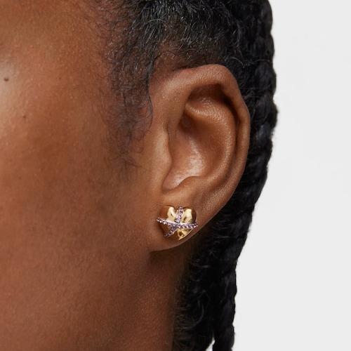 Small 18kt gold-plated silver heart Earrings with rhodolite Lligat