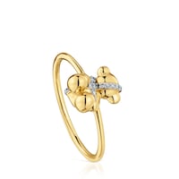 Medium gold and diamonds bear Ring Lligat