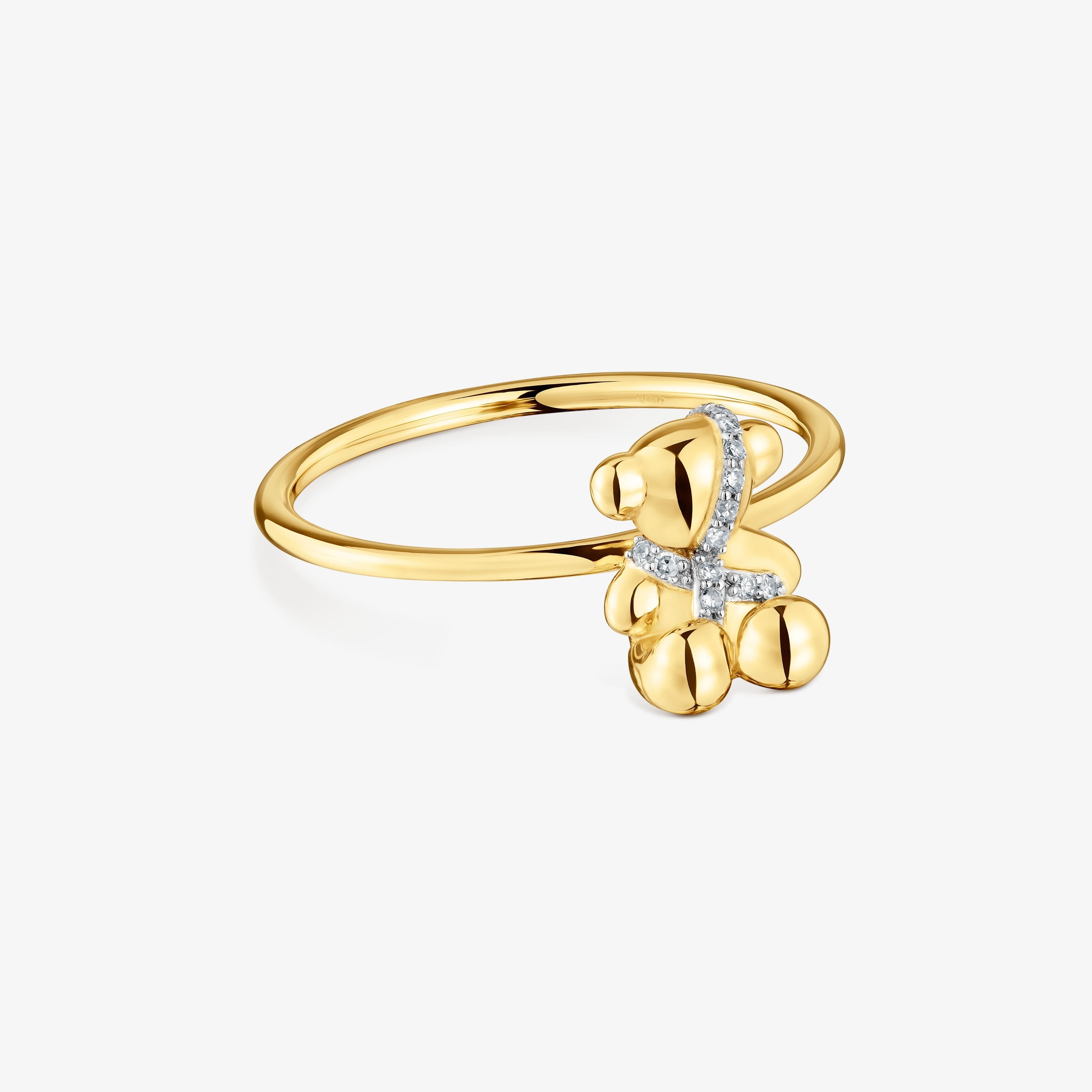 Medium 18K solid gold and diamonds bear Ring Lligat