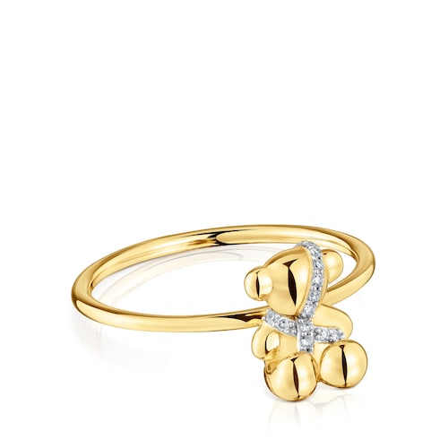 Anillo mediano oso de oro y diamantes Lligat