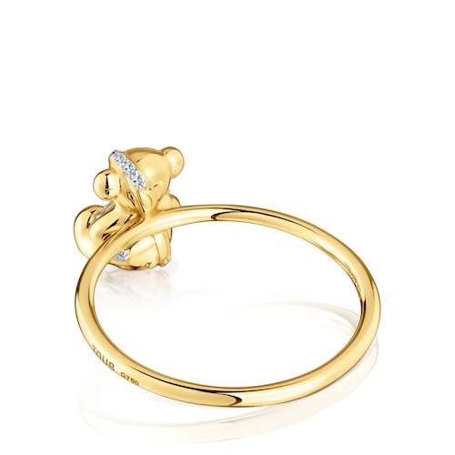 Anillo mediano oso de oro y diamantes Lligat