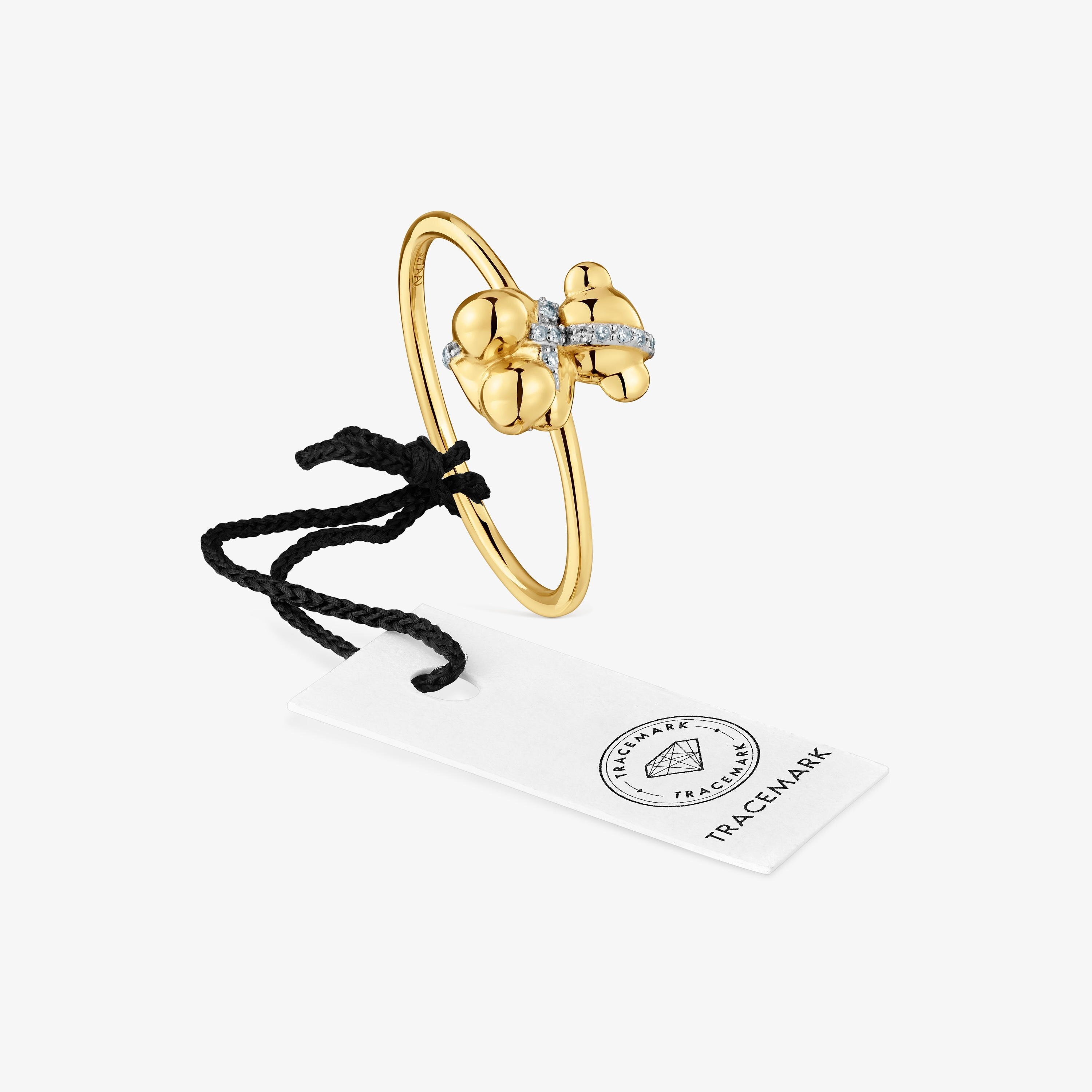 Medium 18K solid gold and diamonds bear Ring Lligat