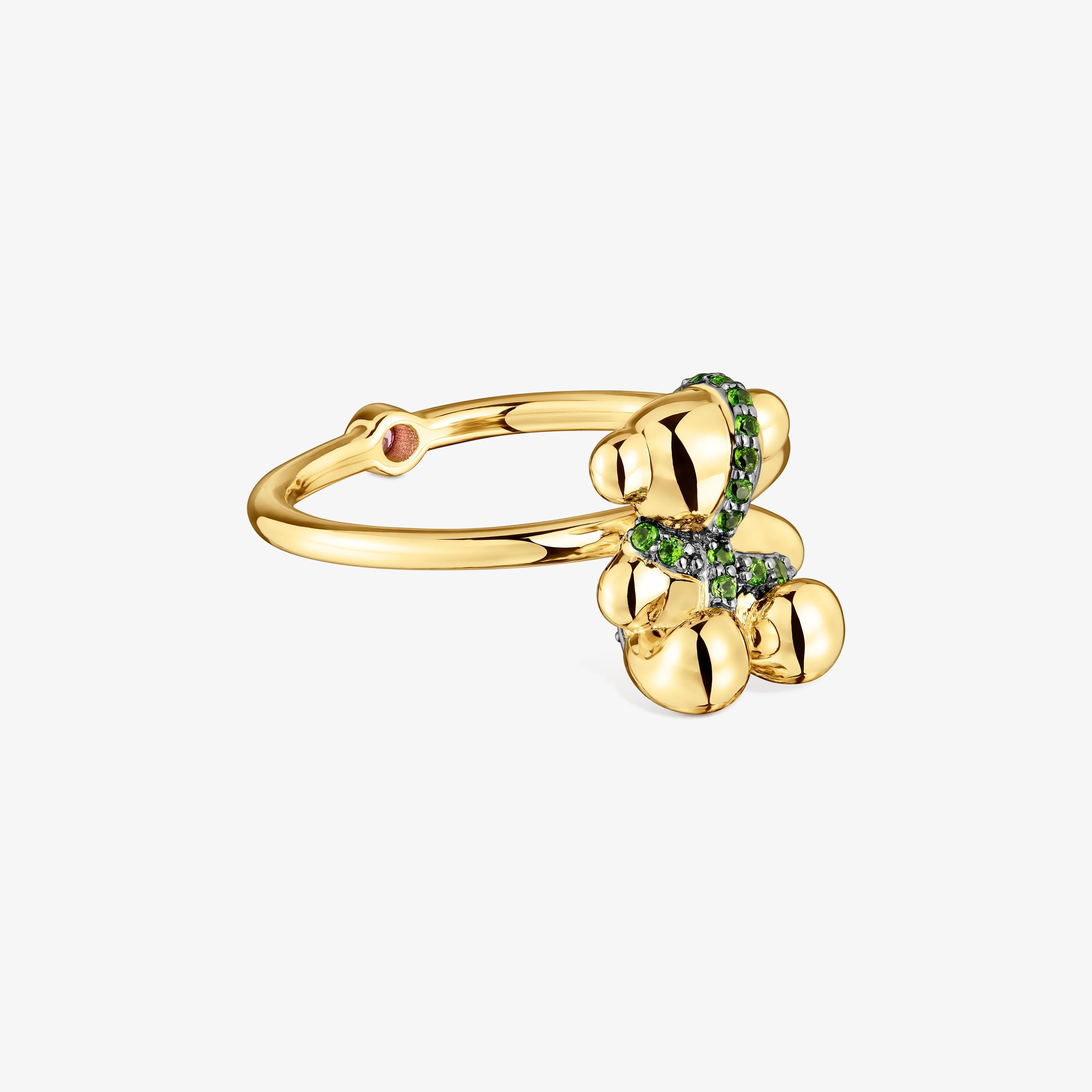 Medium 18K gold vermeil bear Ring with rhodolite Lligat